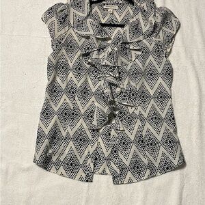 Banana Republic Black and White Patterned Blouse